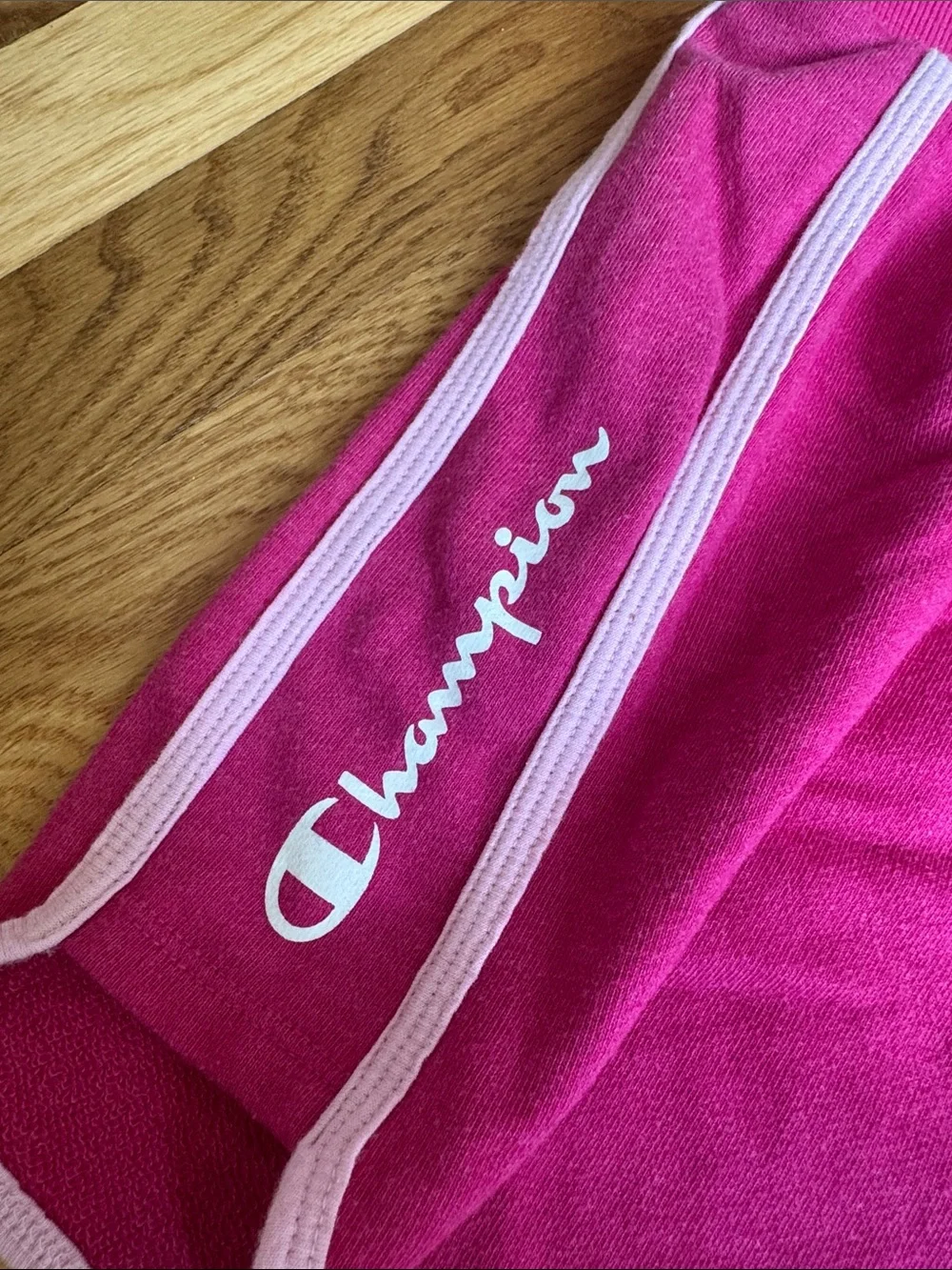 Champion Hot Pink Terry Athletic Shorts with White Trim